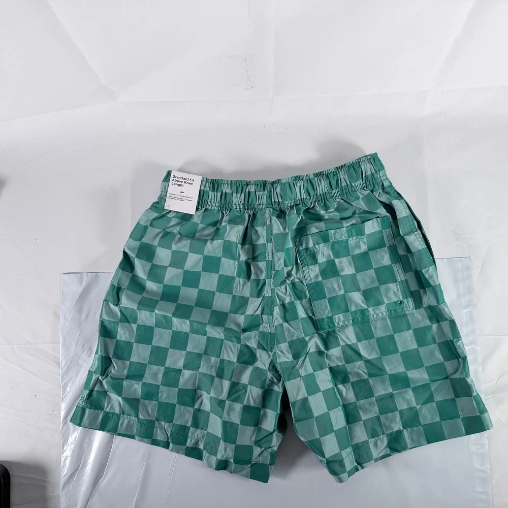 Nike Men's Club Flow Checkered Nylon Shorts Malachite Green‎ Size S FN3098-365
